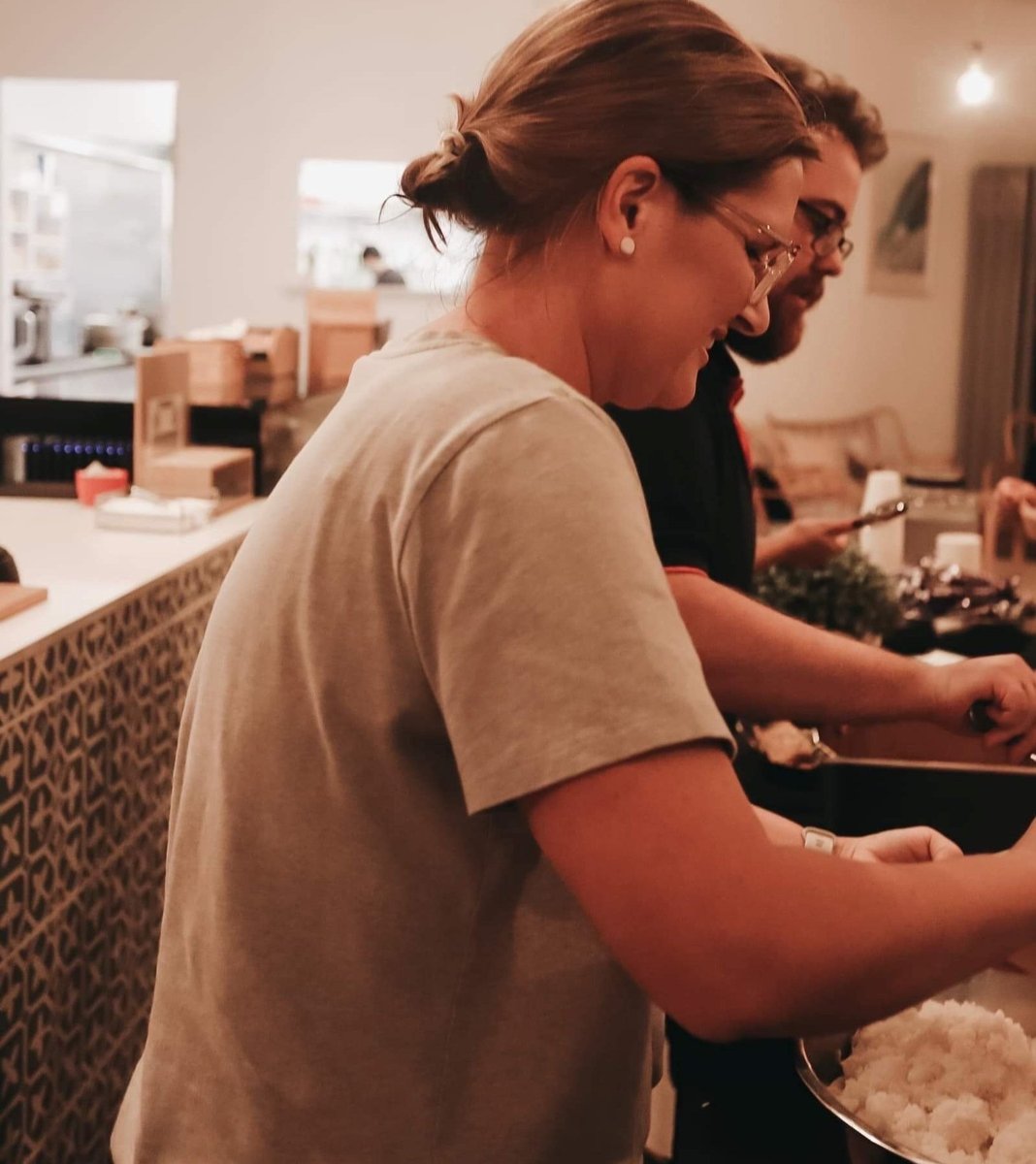 Jessie serving meals as part of her role on the Advisory Board to Suncoast Care, QLD